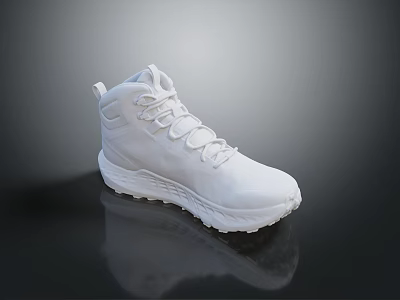 White High Top Sneakers With Lace Up Design Textured Sole And Clean Minimalist Style 3d model