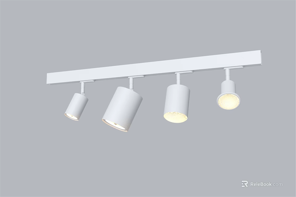 Modern White Track Lighting With Four Adjustable Downlights For Interior Ceiling 3d model 