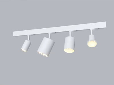 Modern White Track Lighting With Four Adjustable Downlights For Interior Ceiling 3d model
