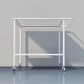 White Rolling Cart With Glass Top Modern Design And Smooth Wheels For Indoor Use