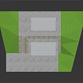 Stadium Grandstand Structure With Green Turf White Platform And Stone Steps