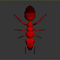 Red Ant 3D Model with Shiny Surface on Gray Gradient Background