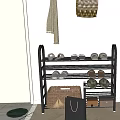 Shoe Rack Shoe Cabinet Shoe Combination 3d model
