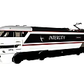 Modern Intercity Train With White Gray Body And Red Stripe 3d model