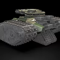 Detailed Camouflage Armored Tank With Large Tracks And Front Cannon