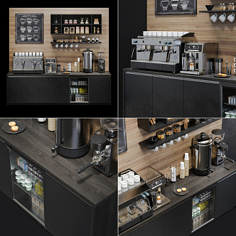 Modern Workbench Coffee Machine Beverage Kettle Cup Storage Cabinet 3d model