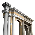 Classical Roman Columns Featuring Ornate Capitals Decorative Carvings And Architectural Facade Details