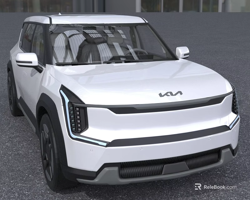 White KIA SUV With Modern Exterior Design Front Grille And LED Headlights 3d model 