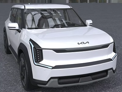 White KIA SUV With Modern Exterior Design Front Grille And LED Headlights 3d model