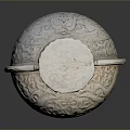 Intricate Handled Vase Shaped Stone Sculptural Carving With Square Base And Decorative Patterns