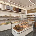 Modern Dessert Shop Interior With Glass Display Cases And Fresh Pastries Bread