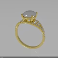 Luxurious Gold Ring With Large Gemstone And Small Diamond Decorations On Shiny Band