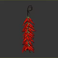 Vibrant Red Chili Peppers Hanging Bunch For Kitchen Decoration And Cooking