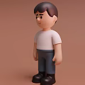 Cartoon Male Game Character With Brown Hair White Shirt And Smiling Expression 3d model