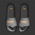 Navy Blue PUMA Slippers with Yellow Logo and Comfortable Design 3d model