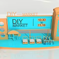 Interactive Area At DIY Market With Traffic Light Bicycle Sun Loungers And Timetable