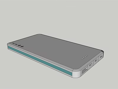 Gray Portable Power Bank With Teal Accent And Multiple Ports For Mobile Devices 3d model
