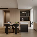 Guest Restaurant Sofa Coffee Table Dining Table and Chair Cabinet Sideboard Wine Cabinet Refrigerator Oven Kitchen Appliances Washing Machine 3d model