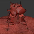 Detailed Lunar Lander Model With Metallic Body Golden Landing Legs On Circular Display Platform