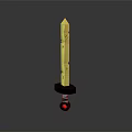 Detailed Yellow Decorative Sword With Engravings And Black Base Red Accent