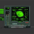 Vintage Sci Fi Laptop With Green Screen Control Panel And Cables 3d model