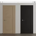 Modern Swing Doors in Light and Dark Wood Finishes with Silver Handles