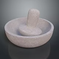 Stone Mortar and Pestle for Grinding Spices and Herbs in Home Kitchen