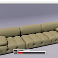 Light Green Three Seater Sofa With Tufted Design And Floor Lamp 3d model