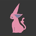 Pink Eevee Character 3D Model With Long Ears And Curved Tail