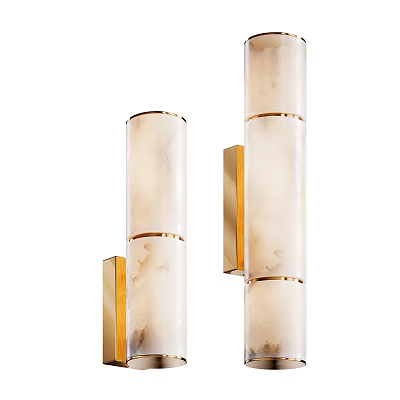 Modern Wall Lamps With Cylindrical Marble And Gold Metal Frame Design 3d model