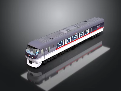 Modern Streamlined Train Exterior With Silver White Red Stripes And Windows 3d model