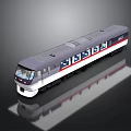 Modern Streamlined Train Exterior With Silver White Red Stripes And Windows