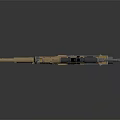Brown Tactical Assault Rifle with Sniper Scope and Silencer on Dark Reflective Surface