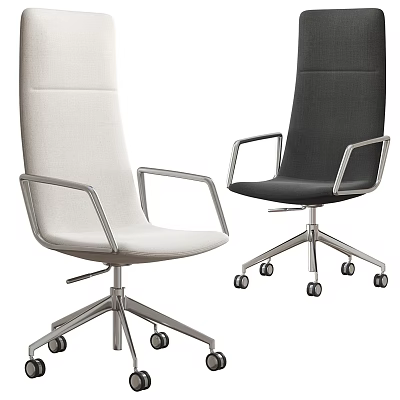 Modern Office Chairs with Light and Dark Colors Metal Armrests Swivel Base and Wheels 3d model