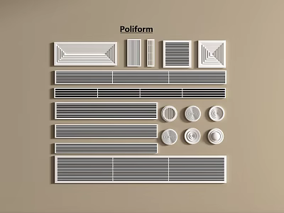 Poliform Air Conditioner Vents With Various Grille Round And Rectangular Designs 3d model