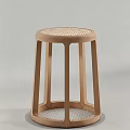Modern Minimalist Solid Wood Stool With Handwoven Rattan Seat For Home Dining And Living Spaces