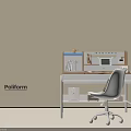 Modern Poliform Desk With Shelf Laptop Books And White Office Chair
