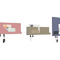 Modern Functional Wall Decor With Hooks And Small Shelves In Pink Blue Gray