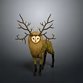 Artistic Fantasy Deer With Large Antlers And Green Moss Covered Body