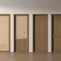 Various Wooden Doors With Mesh Panels And Solid Panel Designs In Interior 3d model