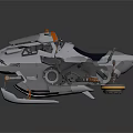 Sci Fi Metallic Vehicle With Orange Accents Black Seat And Ski Runners