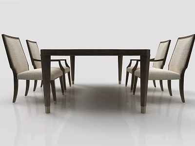 Modern Wooden Dining Table Set With Four Upholstered Chairs For Home Dining Area 3d model