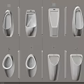 Multiple Modern White Wall Mounted Urinals Arranged In Public Restroom With Clean Design