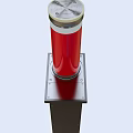 Road Traffic Safety Bollard With Red Cylinder And Silver Top Installation Base