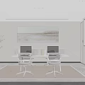 Bright Minimalist Modern Meeting Room With Office Desks Chairs Wall Art And Projection Screen