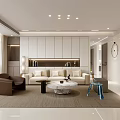 Modern Living Dining Room Interior With TV Wall Sofa And Coffee Table Lighting 3d model