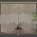 New Chinese-style partition background wall partition 3d model