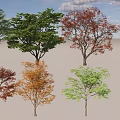 Diverse Tree Varieties with Multiple Foliage Colors and Natural Shapes 3d model