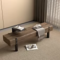 Quiet Ancient Bench Bed End Stool 3d model