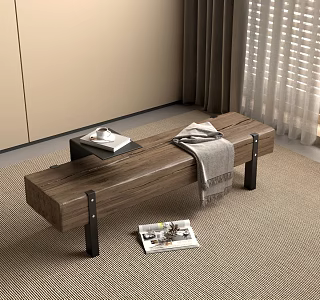 Quiet Ancient Bench Bed End Stool 3d model